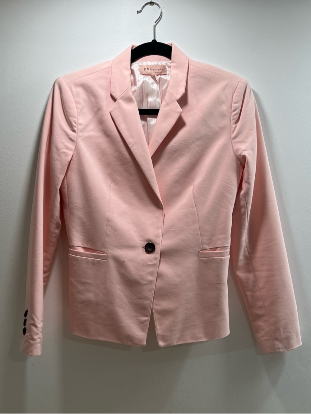 Philosophy Light Pink Single-Button Blazer